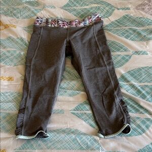 Stylish Gray Kids Leggings with Patterned Waistband